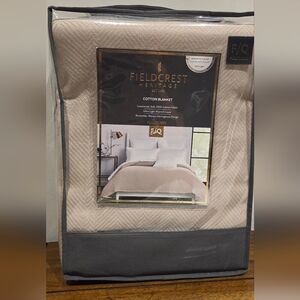 Fieldcrest Heritage Cotton Blanket - Cream and Gray